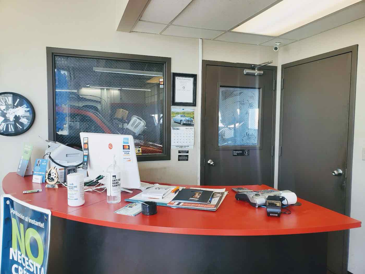 The real front counter inside Eagle Auto Services